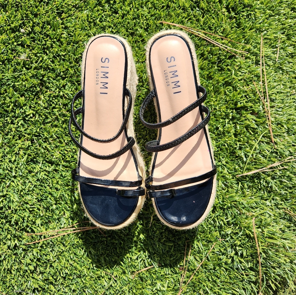 SIMMI London Black Strappy Espadrille Sandals